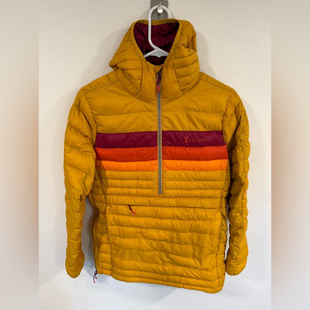 Cotopaxi Fuego Down Hooded Pullover, Amber Stripes, XS - Picture 8 of 15